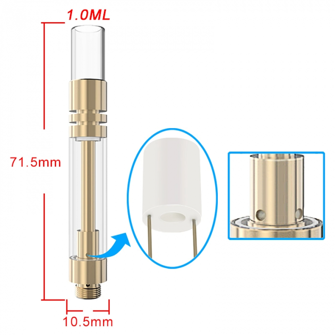 Circulación de aire óptima a través de los agujeros de aceite de la toma 2.0mm4 - cartucho de CBD 510